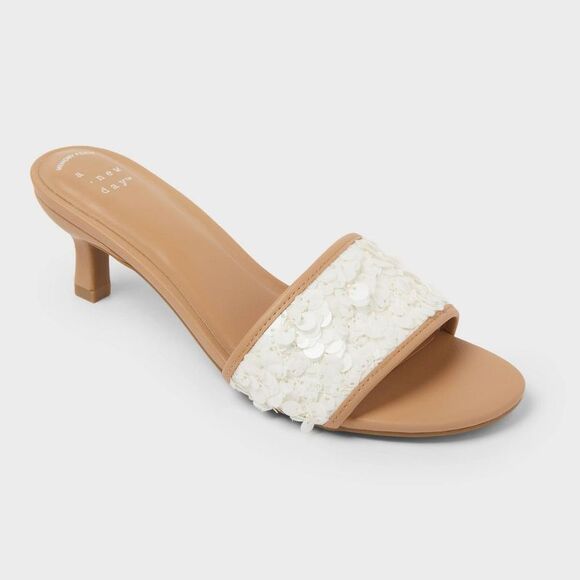 A New Day Shoes - Women’s Kaia Heels with Memory Foam Insole - A New Day Tan 9